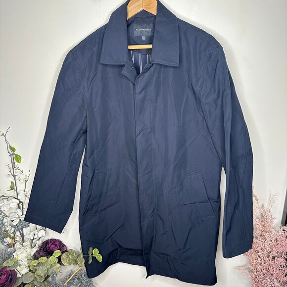 CLUB MONACO Mac Cotton Blend Trench Coat Eclipse Blue Sz L $329 - Picture 3 of 6